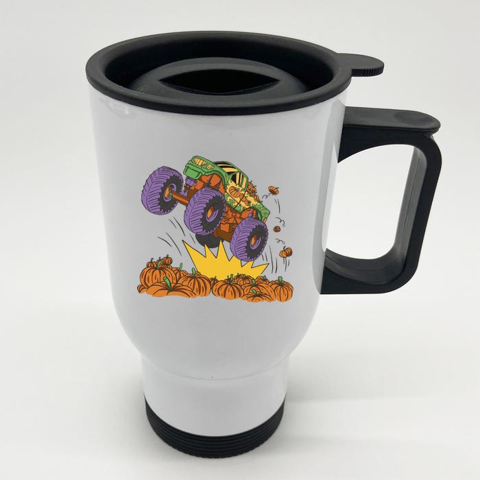 Monster Truck Pumpkin Patch Front & Back Stainless Steel Travel Mug