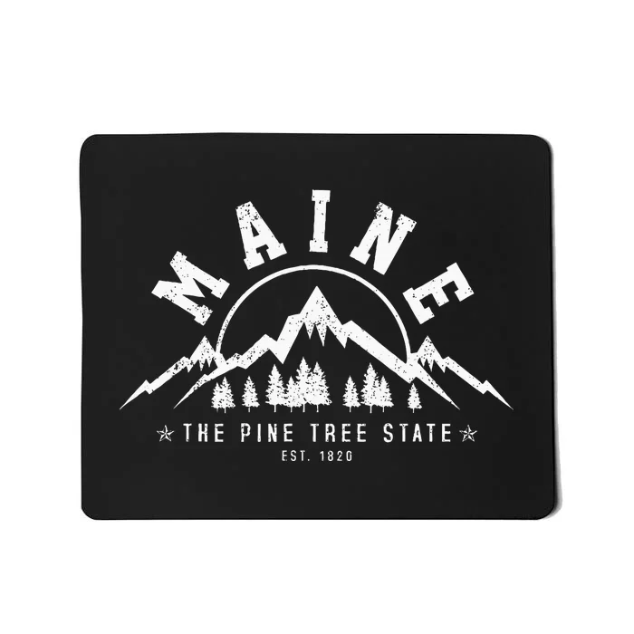 Maine The Pine Tree State Est. 1820 Vintage Mountains Mousepad