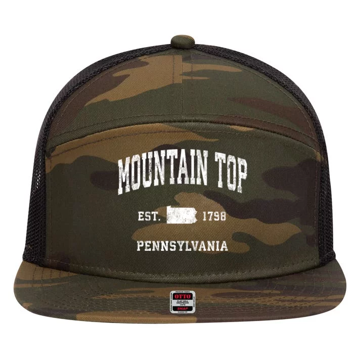 Mountain Top Pennsylvania Pa Vintage Athletic Sports 7 Panel Mesh Trucker Snapback Hat