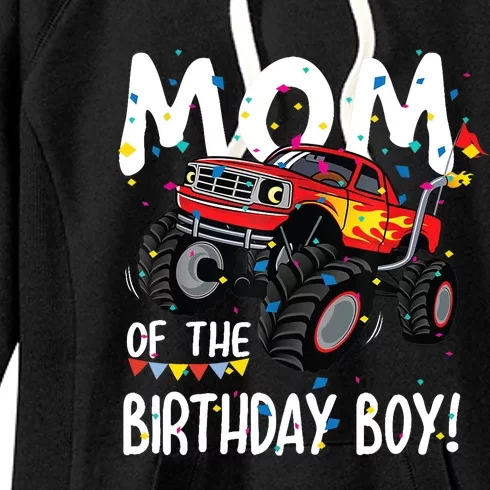 Monster Truck Party Mom Of Birthday Boy Gift Women's Fleece Hoodie