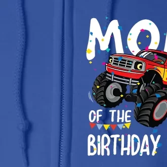 Monster Truck Party Mom Of Birthday Boy Gift Full Zip Hoodie