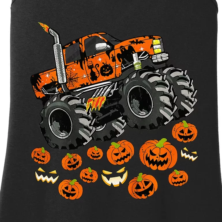 Monster Truck Pumpkin Jack O Lantern Halloween Boy Ladies Essential Tank