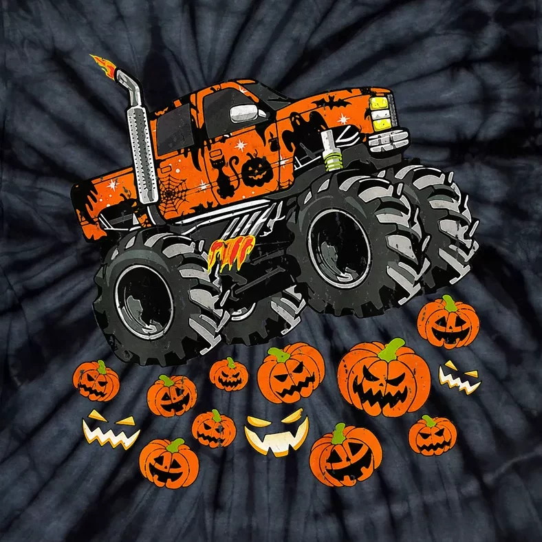 Monster Truck Pumpkin Jack O Lantern Halloween Boy Tie-Dye T-Shirt