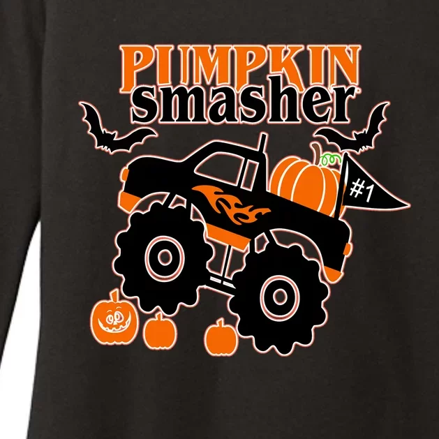 Monster Truck Pumpkin Smasher Funny Halloween Truck Gift Womens CVC Long Sleeve Shirt