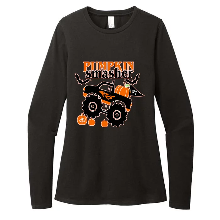 Monster Truck Pumpkin Smasher Funny Halloween Truck Gift Womens CVC Long Sleeve Shirt