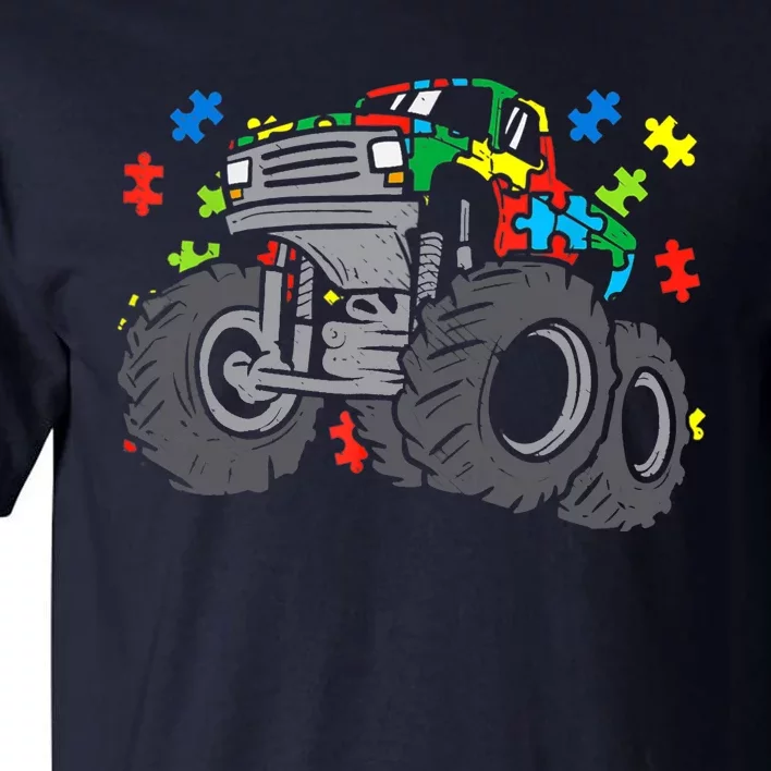 Monster Truck Puzzles Cute Autism Awareness Boy Tall T-Shirt