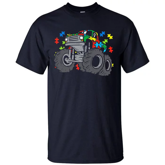 Monster Truck Puzzles Cute Autism Awareness Boy Tall T-Shirt