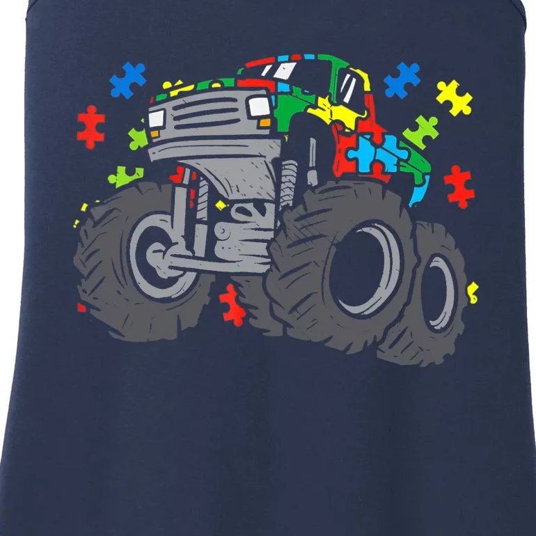 Monster Truck Puzzles Cute Autism Awareness Boy Ladies Essential Tank