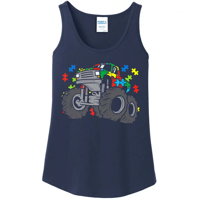 Monster Truck Puzzles Cute Autism Awareness Boy Ladies Essential Tank