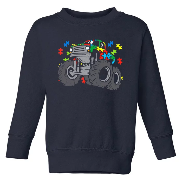 Monster Truck Puzzles Cute Autism Awareness Boy Toddler Sweatshirt