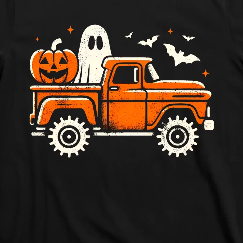 Monster Truck Pumpkin Ghost Halloween T-Shirt