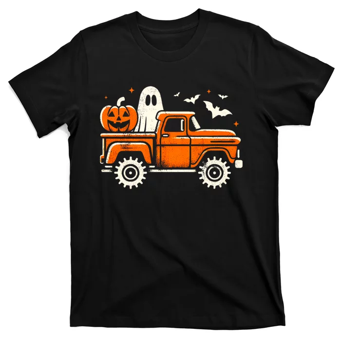 Monster Truck Pumpkin Ghost Halloween T-Shirt