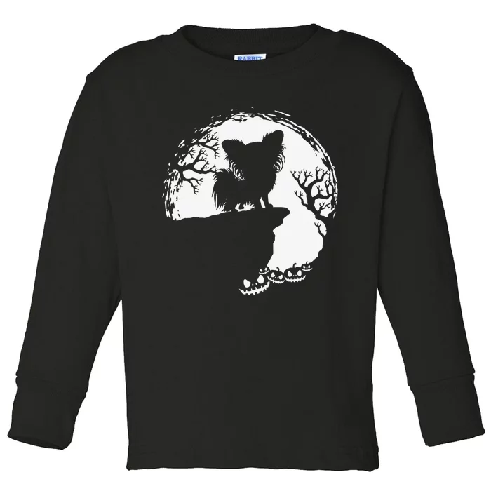 Moon Tree Pumpkin Mountain Incredible Papillion Dog Toddler Long Sleeve Shirt