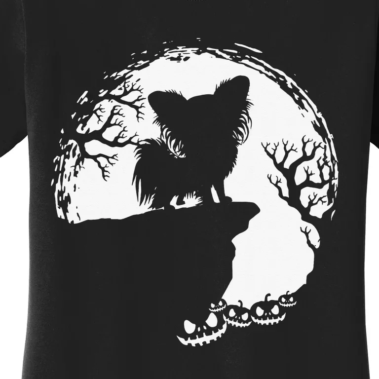 Moon Tree Pumpkin Mountain Incredible Papillion Dog Women's T-Shirt