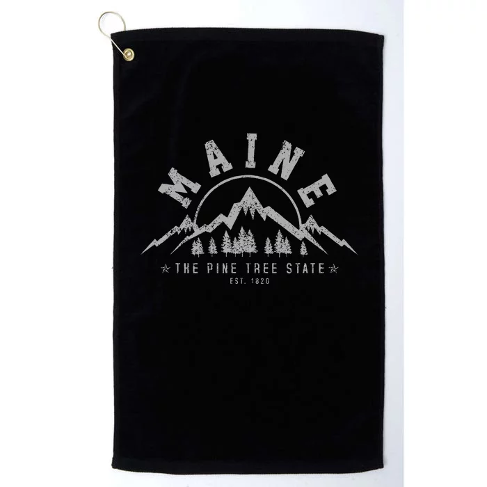 Maine The Pine Tree State Est. 1820 Vintage Mountains Gift Platinum Collection Golf Towel