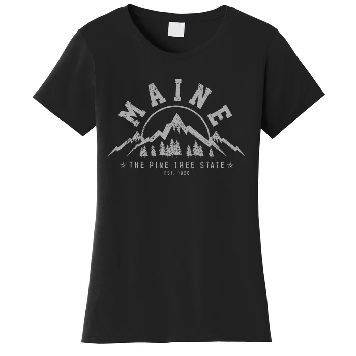 Maine The Pine Tree State Est. 1820 Vintage Mountains Gift Women's T-Shirt