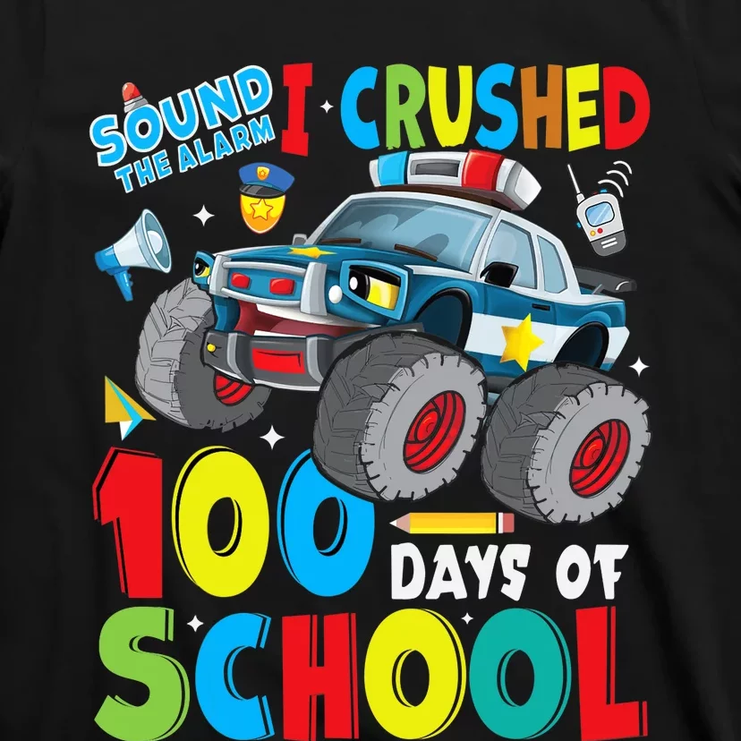 Monster Truck Police Car 100 Days of School Teachers T-Shirt