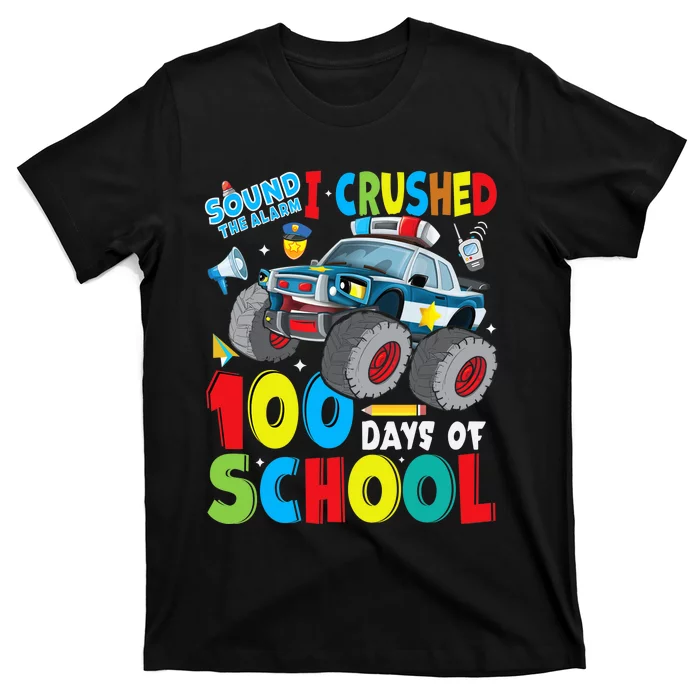 Monster Truck Police Car 100 Days of School Teachers T-Shirt