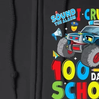 Monster Truck Police Car 100 Days of School Teachers Full Zip Hoodie