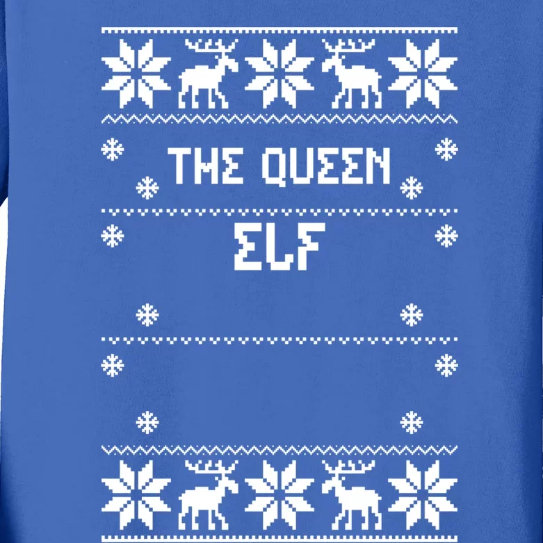 Matching: The Queen Elf Ugly Christmas Funny Gift Kids Long Sleeve Shirt