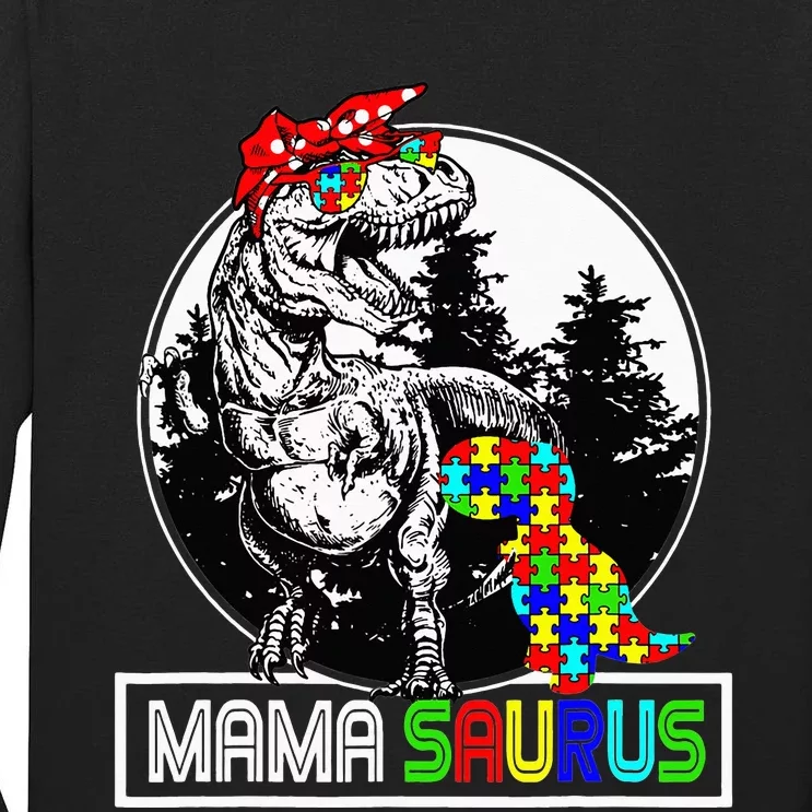 Mamasaurus T rex Dinosaur Mama Saurus Autism Awareness Tall Long Sleeve T-Shirt