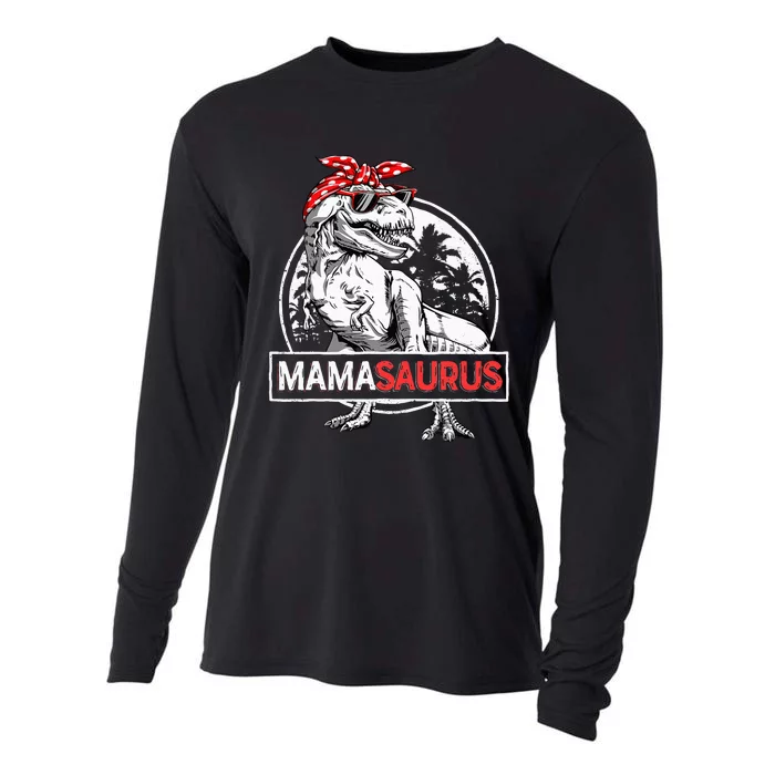 Mamasaurus T Rex Dinosaur Funny Mama Saurus Mothers Family Cooling Performance Long Sleeve Crew