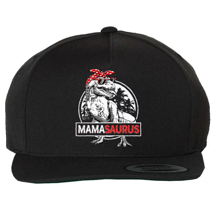 Mamasaurus T Rex Dinosaur Funny Mama Saurus Mothers Family Wool Snapback Cap