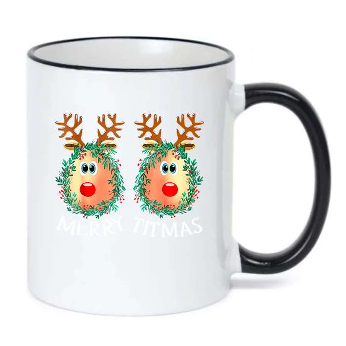 Merry Titmas Reindeer Boobs Naughty Funny Ugly Christmas Black Color Changing Mug