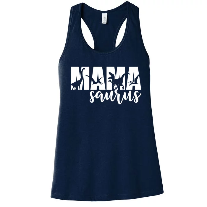 MamaSaurus T rex Dinosaur Funny Mama Saurus Mother's Day Women's Racerback Tank