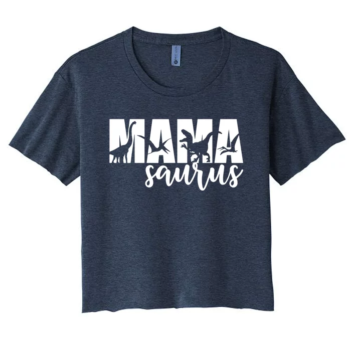 MamaSaurus T rex Dinosaur Funny Mama Saurus Mother's Day Women's Crop Top Tee