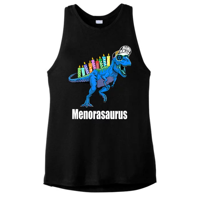 Menorasaurus T Rex Hanukkah Funny Dino Ladies Tri-Blend Wicking Tank