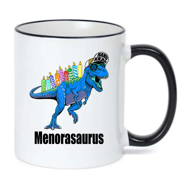 Menorasaurus T Rex Hanukkah Funny Dino Black Color Changing Mug