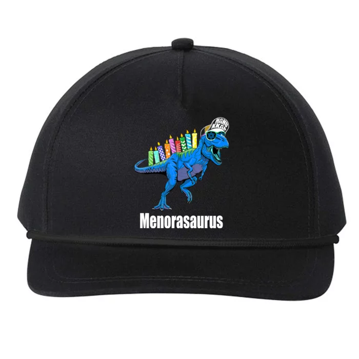 Menorasaurus T Rex Hanukkah Funny Dino Snapback Five-Panel Rope Hat