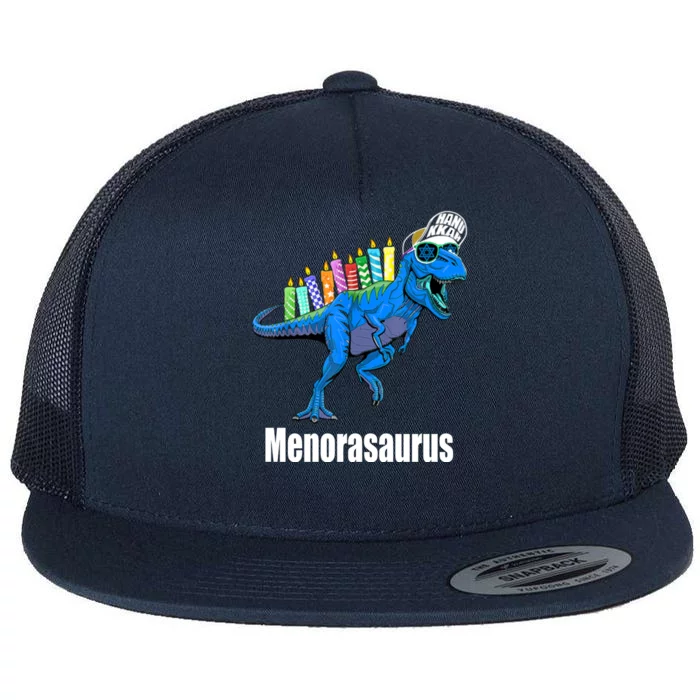 Menorasaurus T Rex Hanukkah Funny Dino Flat Bill Trucker Hat