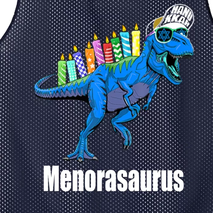 Menorasaurus T Rex Hanukkah Funny Dino Mesh Reversible Basketball Jersey Tank