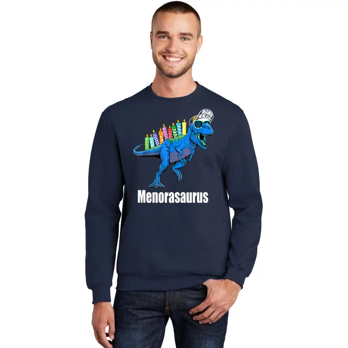 Menorasaurus T Rex Hanukkah Funny Dino Tall Sweatshirt