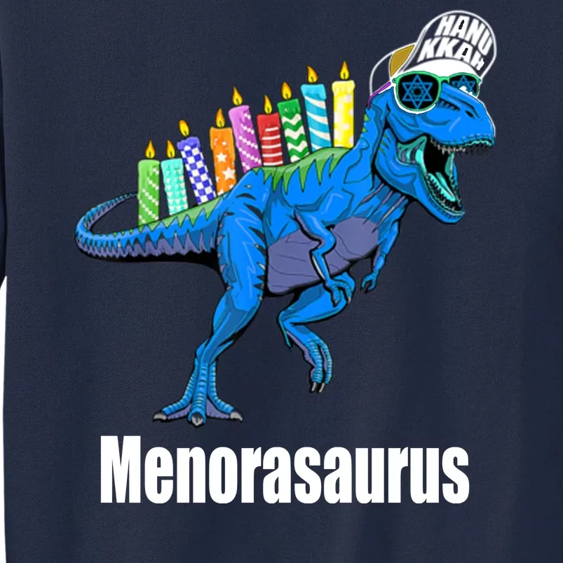 Menorasaurus T Rex Hanukkah Funny Dino Tall Sweatshirt