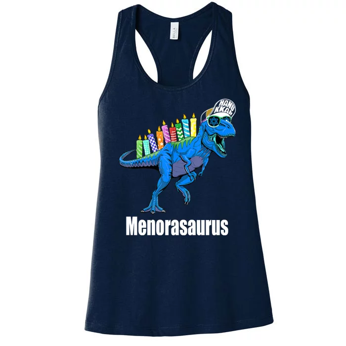 Menorasaurus T Rex Hanukkah Funny Dino Women's Racerback Tank