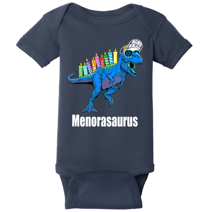 Menorasaurus T Rex Hanukkah Funny Dino Baby Bodysuit