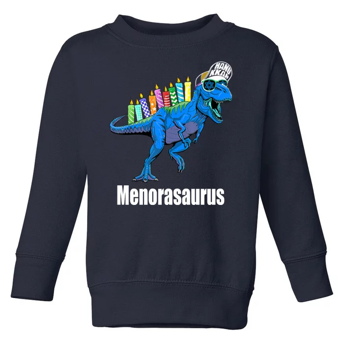 Menorasaurus T Rex Hanukkah Funny Dino Toddler Sweatshirt