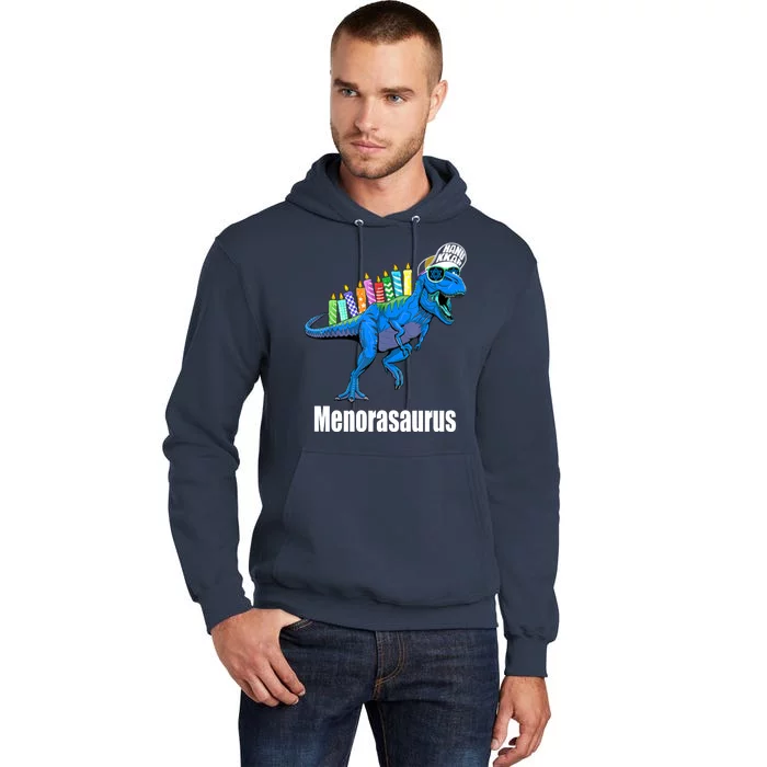 Menorasaurus T Rex Hanukkah Funny Dino Tall Hoodie