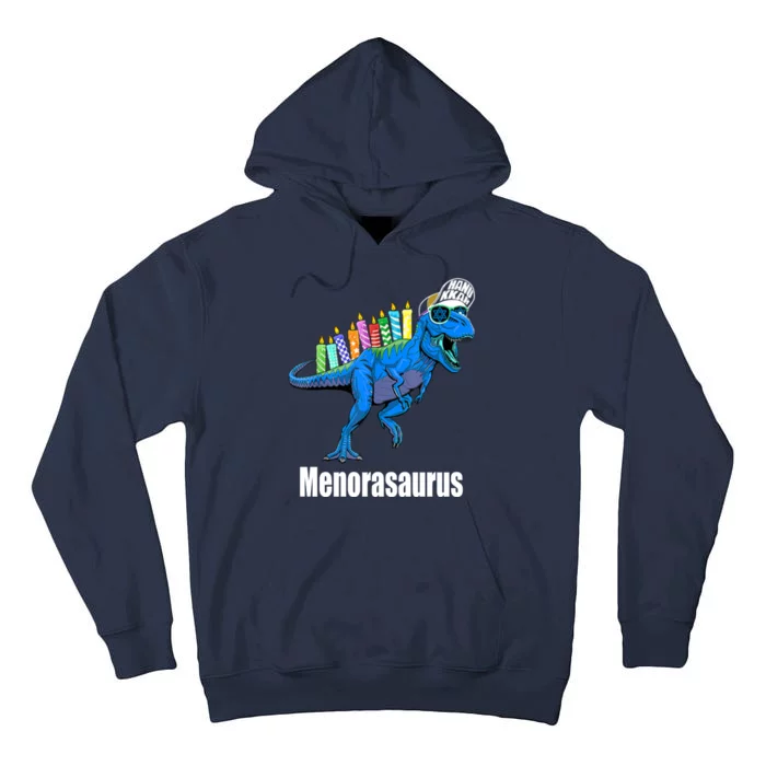 Menorasaurus T Rex Hanukkah Funny Dino Tall Hoodie