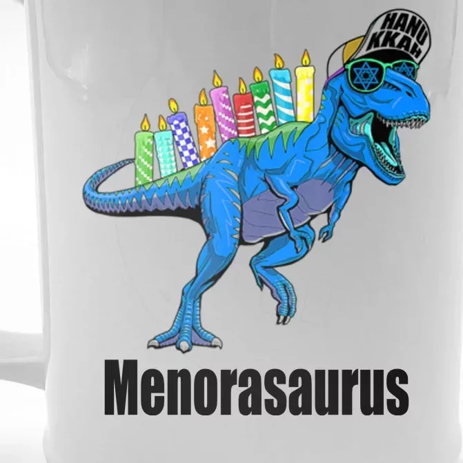 Menorasaurus T Rex Hanukkah Funny Dino Front & Back Beer Stein