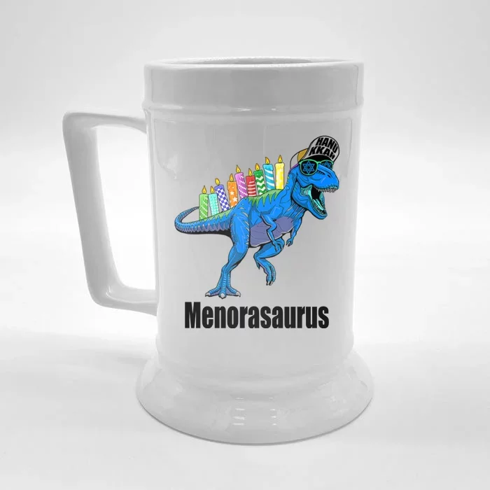 Menorasaurus T Rex Hanukkah Funny Dino Front & Back Beer Stein