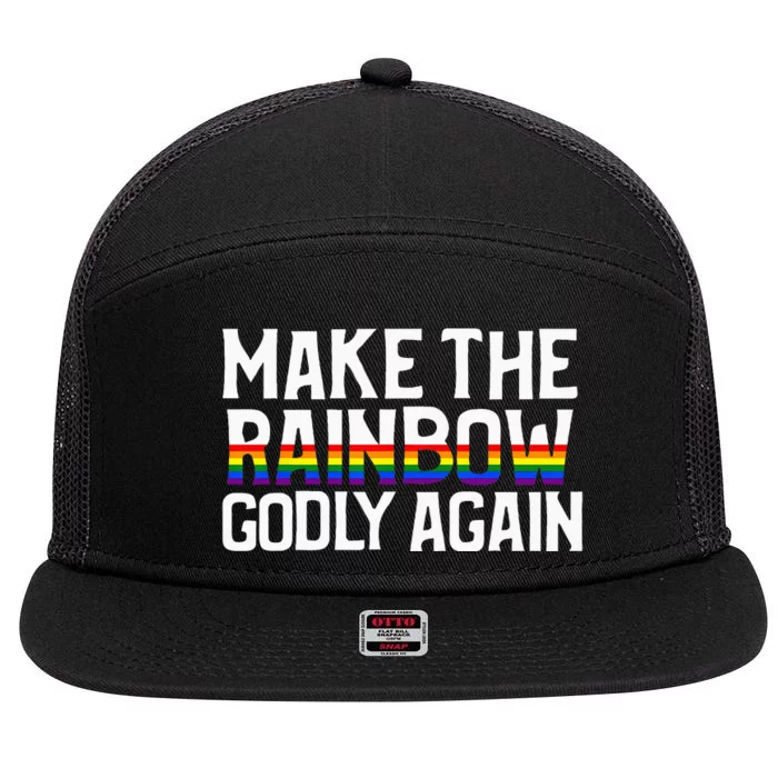 Make The Rainbow Godly Again 7 Panel Mesh Trucker Snapback Hat