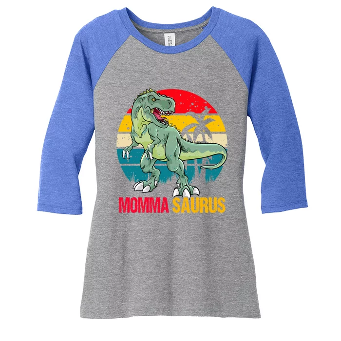 Mommasaurus T Rex Dinosaur Family Matching Momma Saurus Gift Women's Tri-Blend 3/4-Sleeve Raglan Shirt