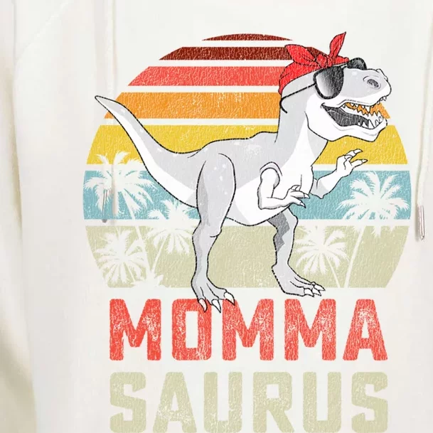 Mommasaurus T Rex Dinosaur Momma Saurus Family Matching Gift Womens Funnel Neck Pullover Hood