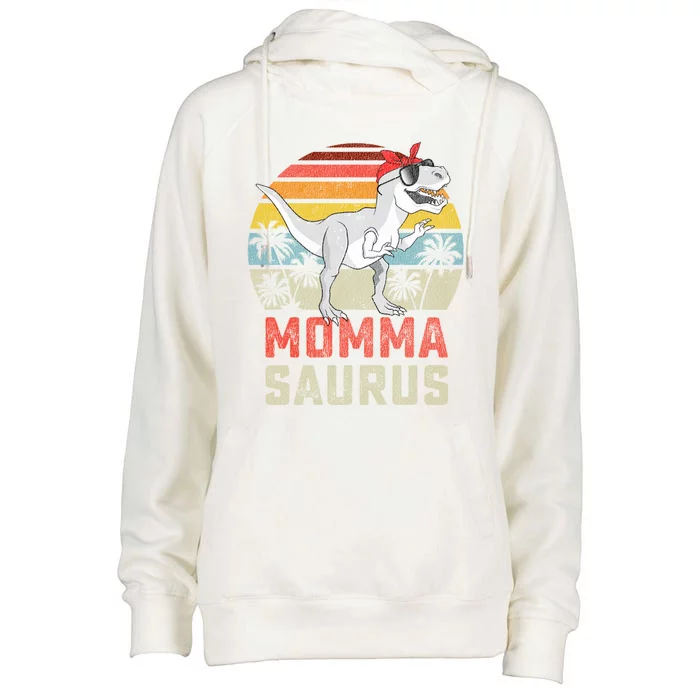 Mommasaurus T Rex Dinosaur Momma Saurus Family Matching Gift Womens Funnel Neck Pullover Hood