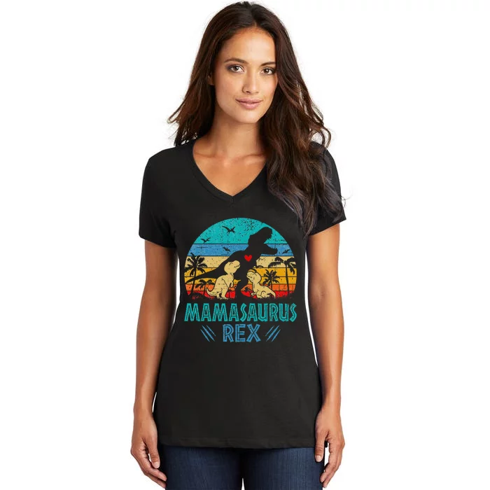 Mamasaurus T Rex Dinosaur Mama Saurus Women's V-Neck T-Shirt