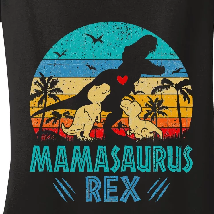 Mamasaurus T Rex Dinosaur Mama Saurus Women's V-Neck T-Shirt